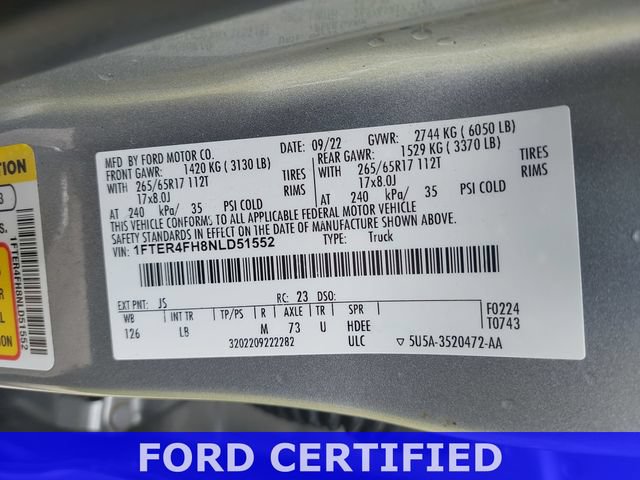 Certified 2022 Ford Ranger XLT w/ Equipment Group 301A Mid AWD/4WD image 32