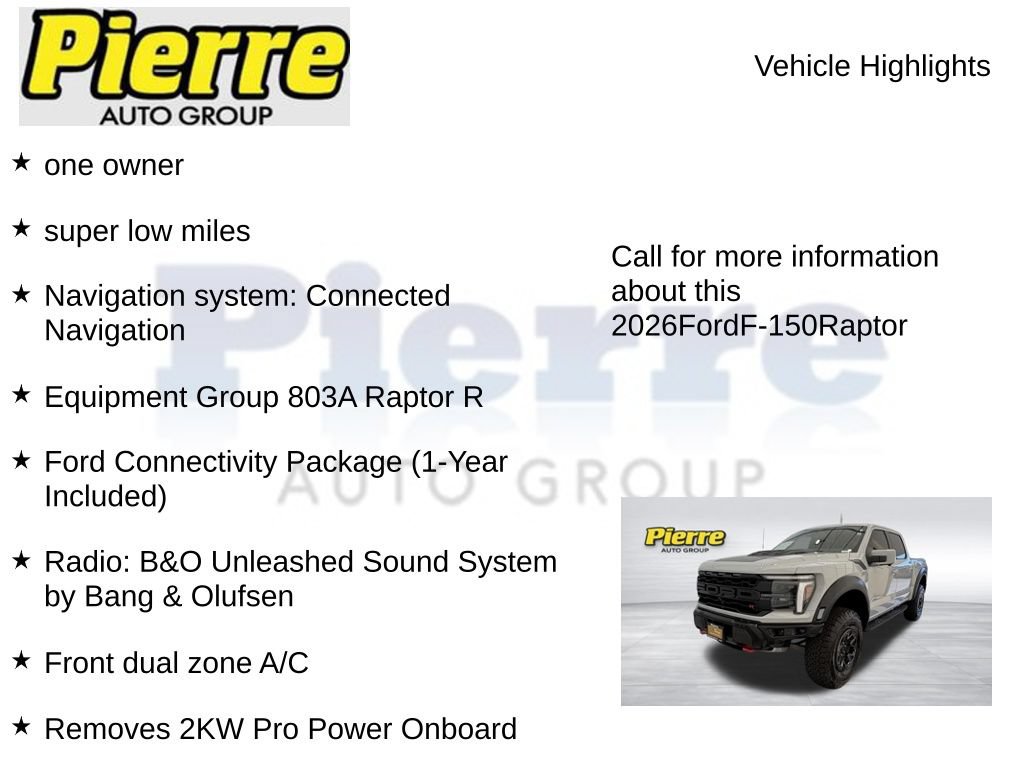 Certified 2026 Ford F150 Raptor w/ Equipment Group 803A Raptor R AWD/4WD image 15
