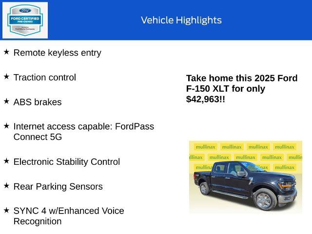Certified 2025 Ford F150 XLT w/ Equipment Group 301A Standard AWD/4WD image 18