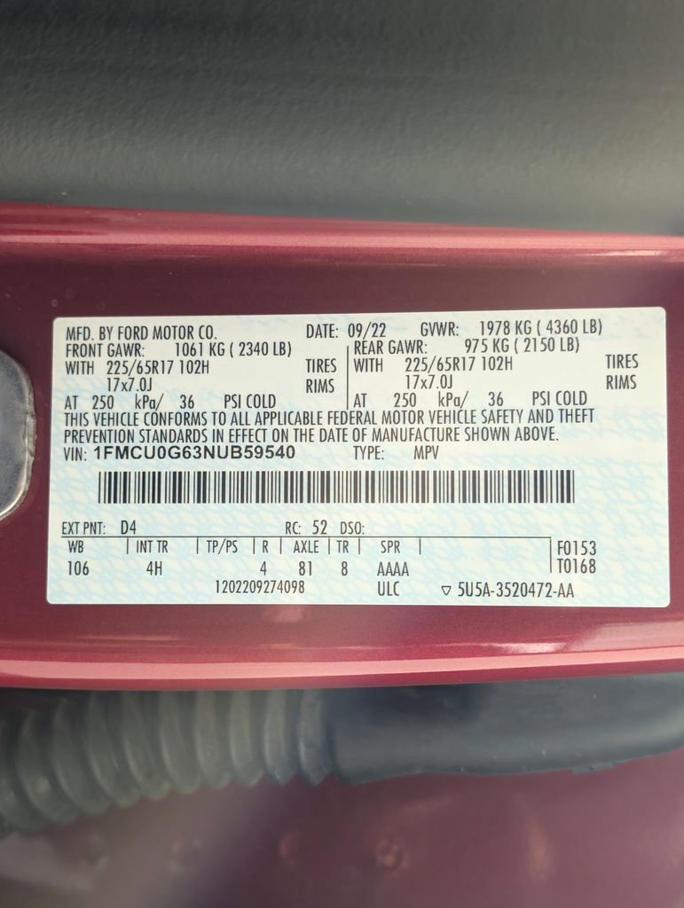 Certified 2022 Ford Escape SE w/ Convenience Package FWD image 27