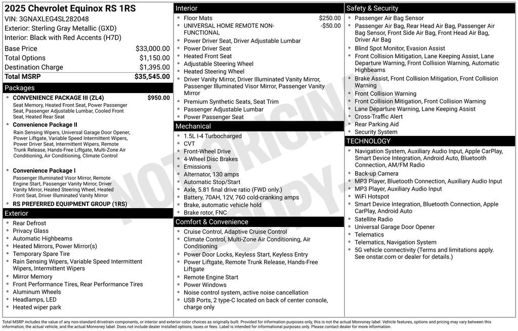 Used 2025 Chevrolet Equinox RS w/ Convenience Package III FWD image 5
