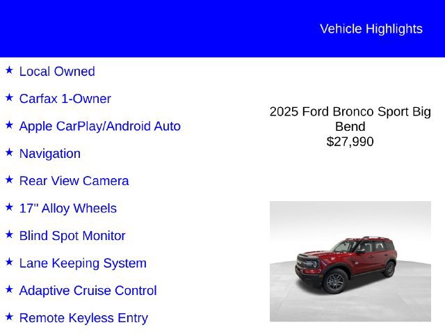 Certified 2025 Ford Bronco Sport Big Bend AWD/4WD image 3