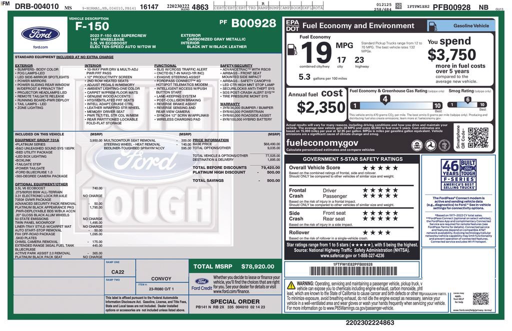 Certified 2023 Ford F150 Platinum w/ Equipment Group 701A High AWD/4WD image 5