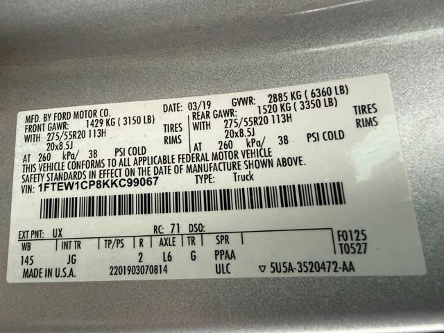 Certified 2019 Ford F150 XL w/ Equipment Group 101A Mid RWD image 42
