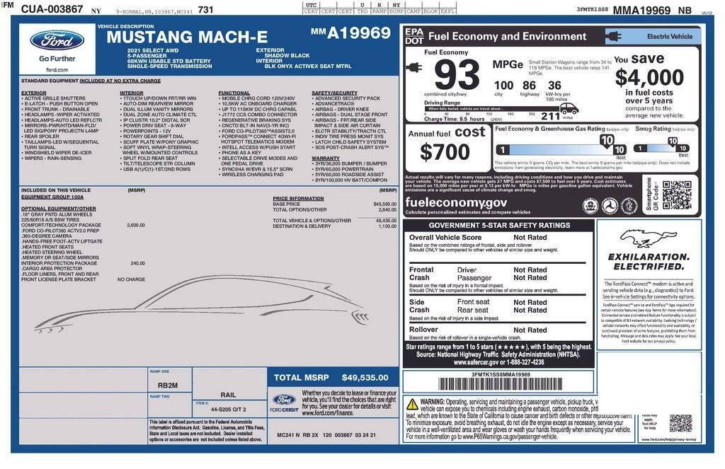 Certified 2021 Ford Mustang Mach-E Select w/ Comfort/Technology Package AWD/4WD image 37