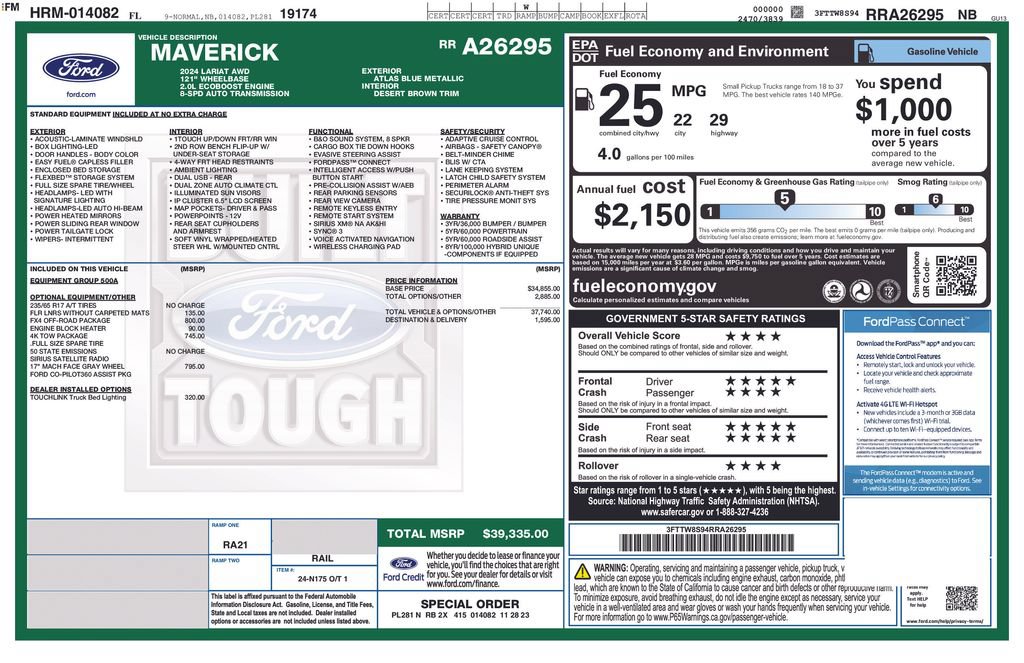 Certified 2024 Ford Maverick Lariat w/ FX4 Off-Road Package AWD/4WD image 5