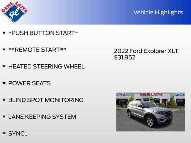 Certified 2022 Ford Explorer XLT w/ Equipment Group 202A AWD/4WD image 35