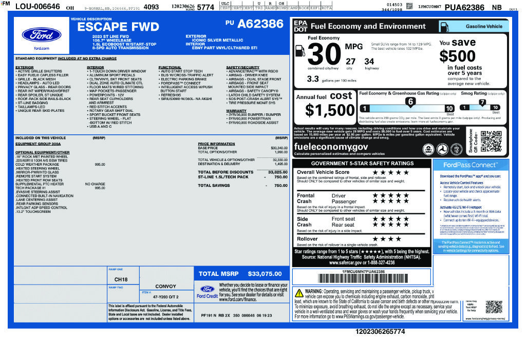 Certified 2023 Ford Escape ST-Line w/ Tech Pack #1 FWD image 32