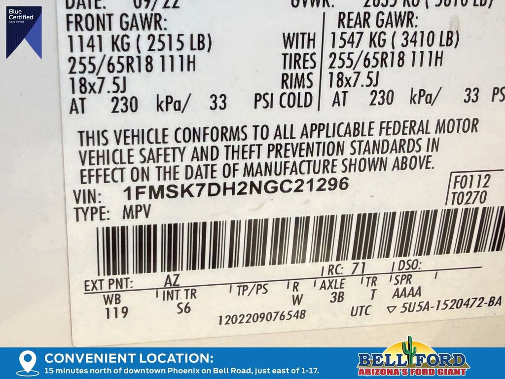 Certified 2022 Ford Explorer XLT w/ Equipment Group 202A image 33