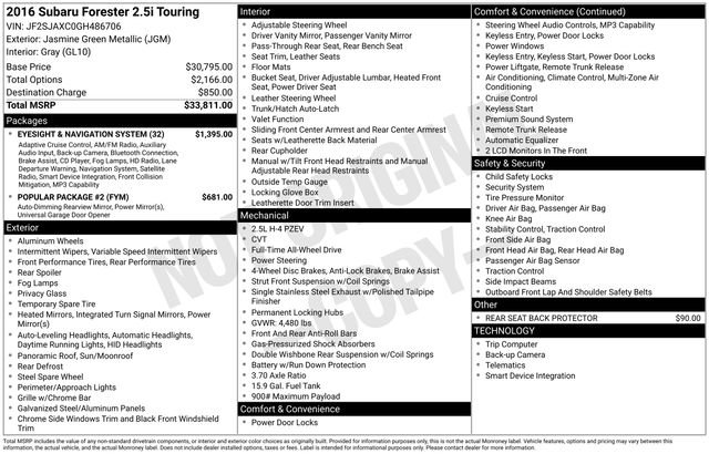 Used 2016 Subaru Forester 2.5i Touring w/ Eyesight & Navigation System image 35