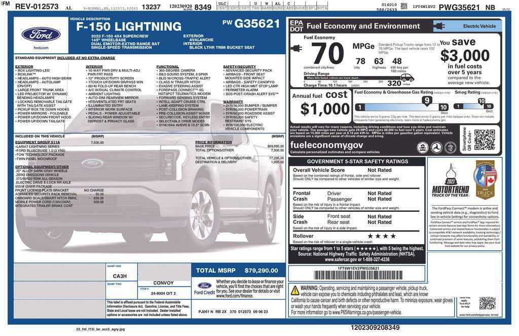 Certified 2023 Ford F150 Lightning Lariat w/ Equipment Group 511A High image 10
