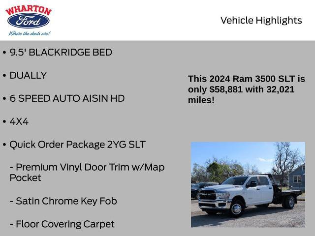 Used 2024 RAM 3500 SLT w/ Quick Order Package 2YG SLT image 10