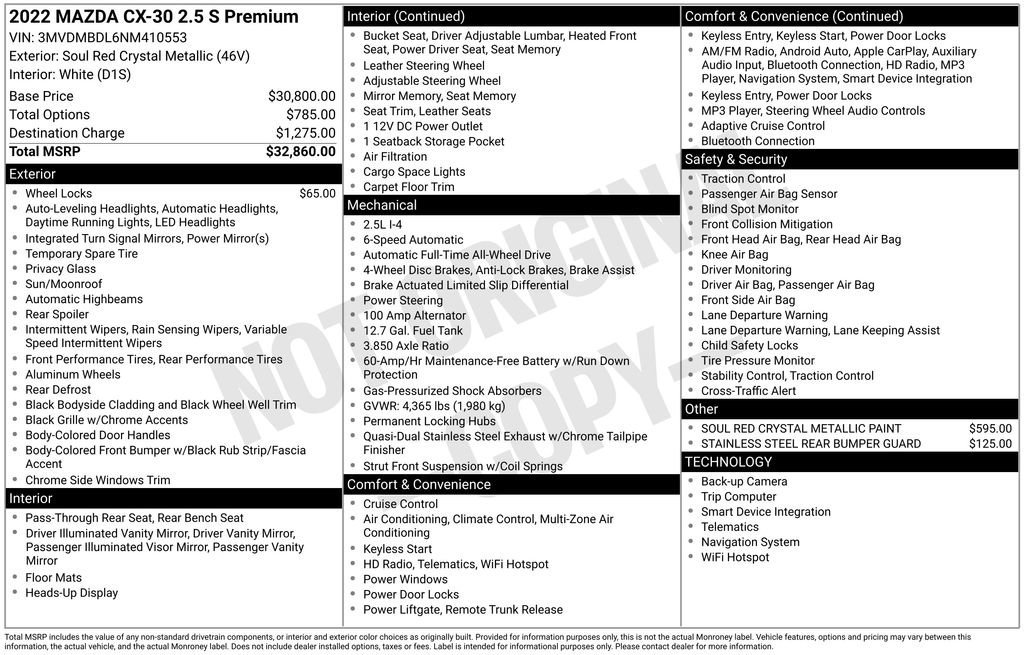 Used 2022 MAZDA CX-30 AWD 2.5 S w/ Premium Package image 25