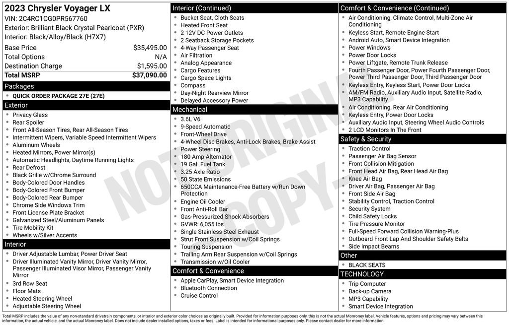 Used 2023 Chrysler Voyager LX FWD image 3