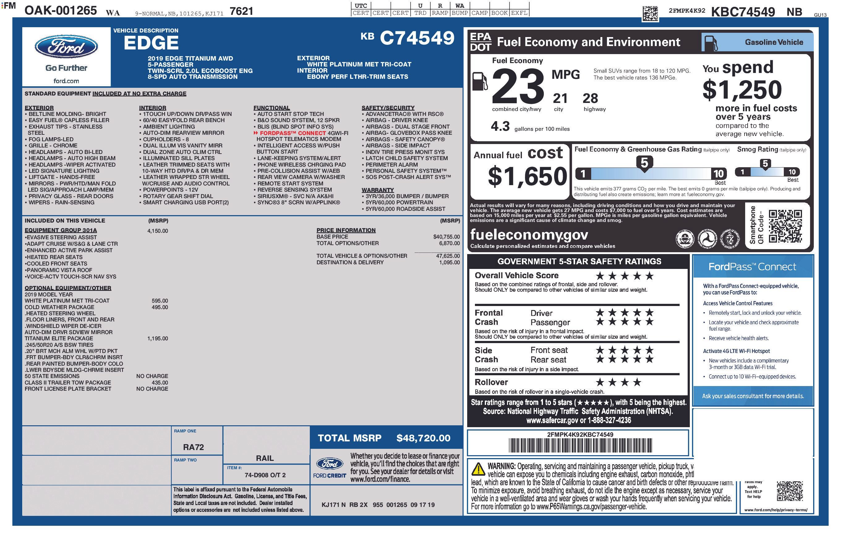 Certified 2019 Ford Edge Titanium w/ Equipment Group 301A AWD/4WD video 1