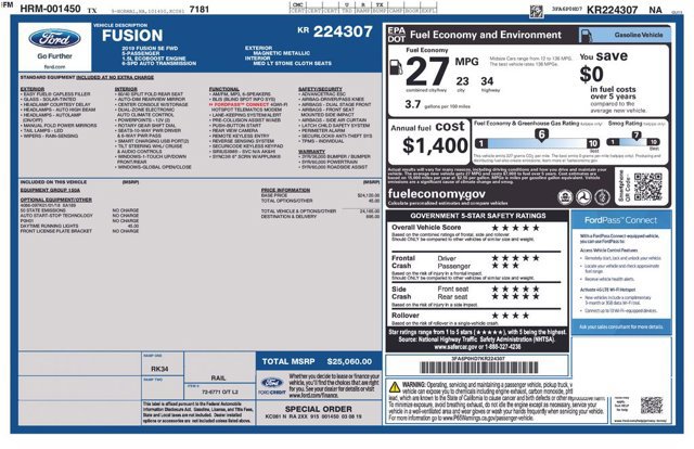 Certified 2019 Ford Fusion SE FWD image 2