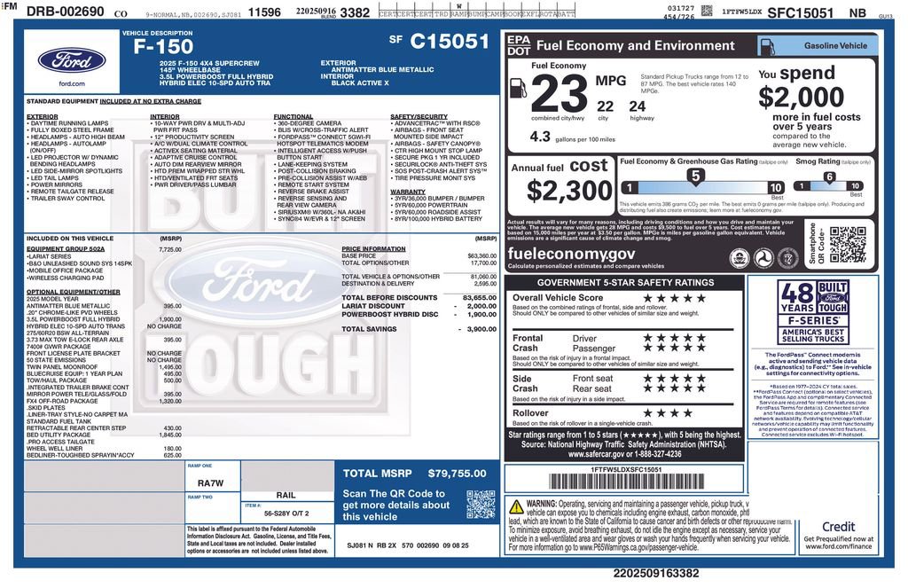 Certified 2025 Ford F150 Lariat w/ Equipment Group 502A High AWD/4WD image 40