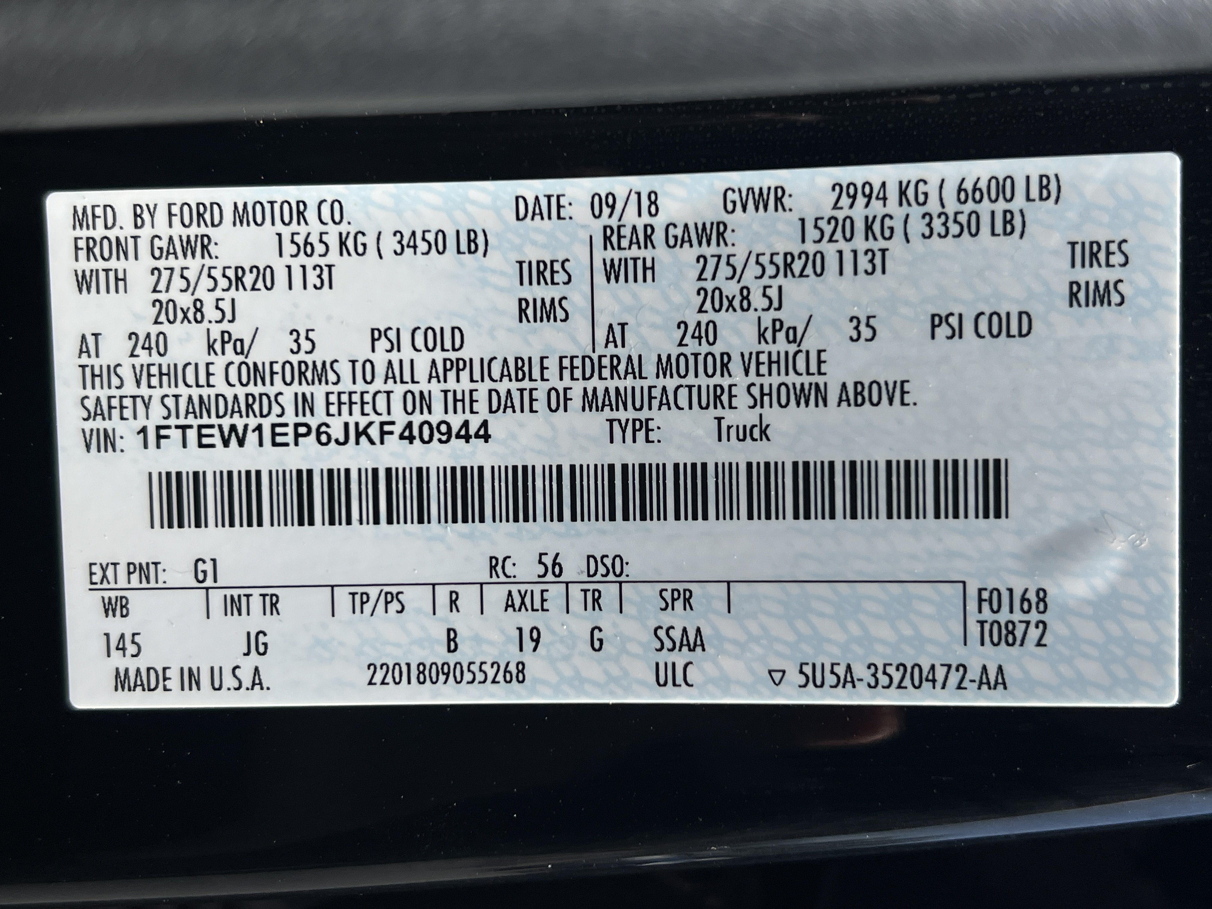 Certified 2018 Ford F150 XL w/ Equipment Group 101A Mid AWD/4WD image 32
