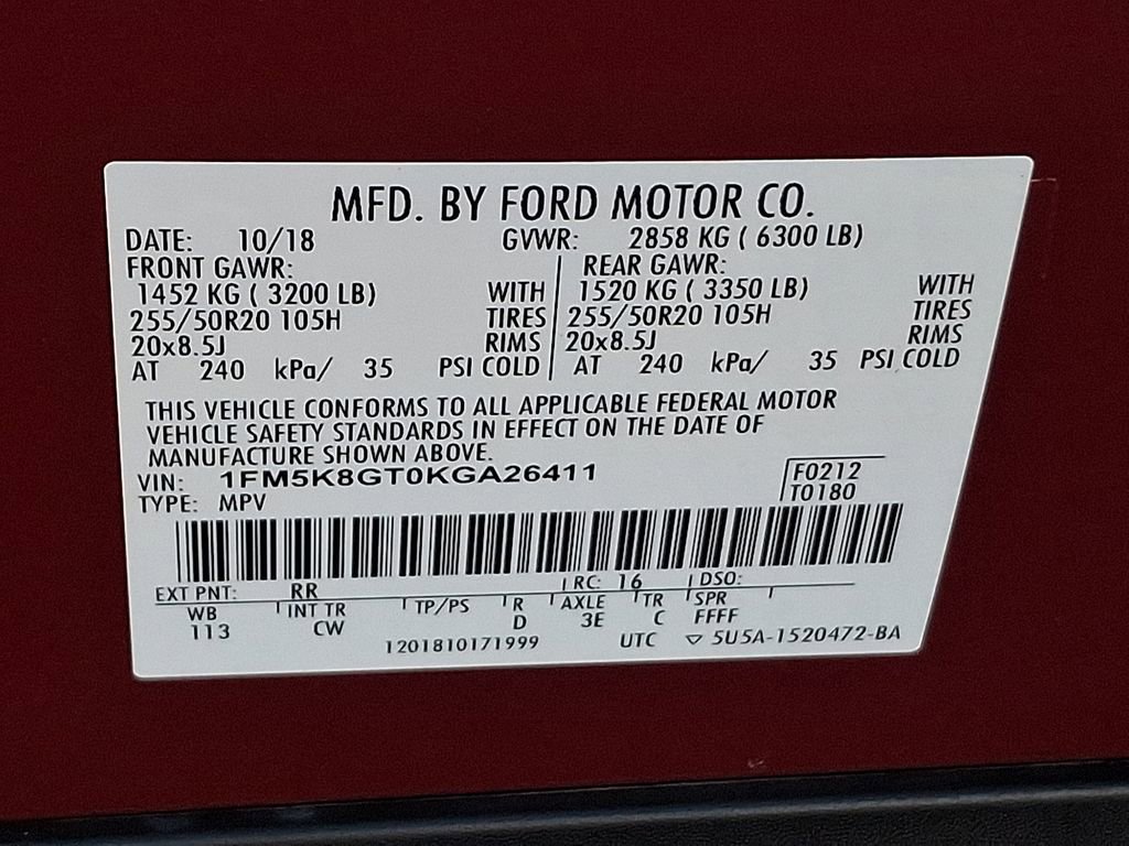 Certified 2019 Ford Explorer Sport w/ Equipment Group 401A AWD/4WD image 26