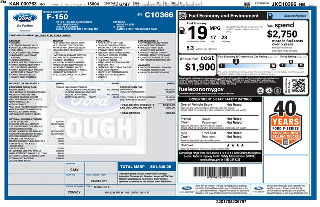 Certified 2018 Ford F150 Lariat w/ Equipment Group 502A Luxury AWD/4WD image 38