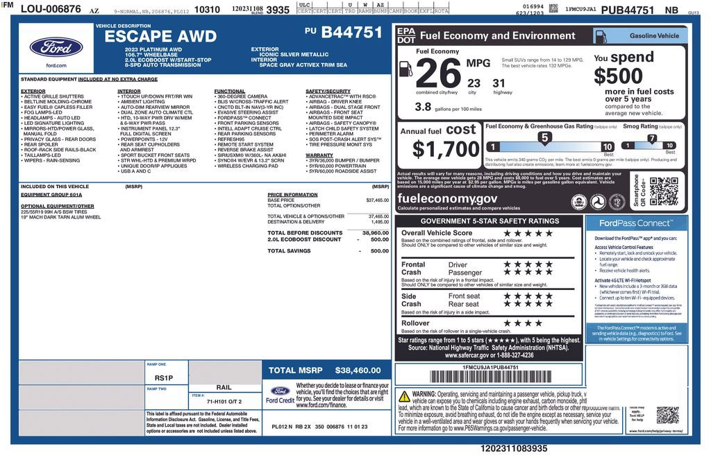 Certified 2023 Ford Escape Platinum AWD/4WD image 34