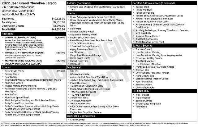 Used 2022 Jeep Grand Cherokee Laredo w/ Luxury Tech Group I AWD/4WD image 25