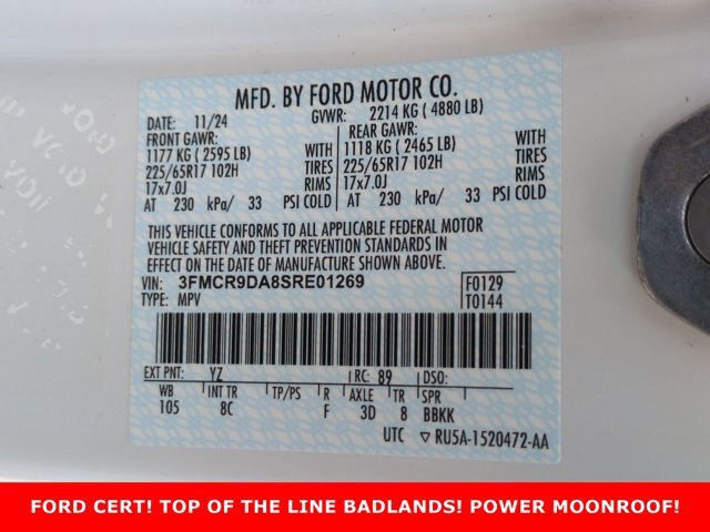 Certified 2025 Ford Bronco Sport Badlands w/ Badlands Tech Package AWD/4WD image 31
