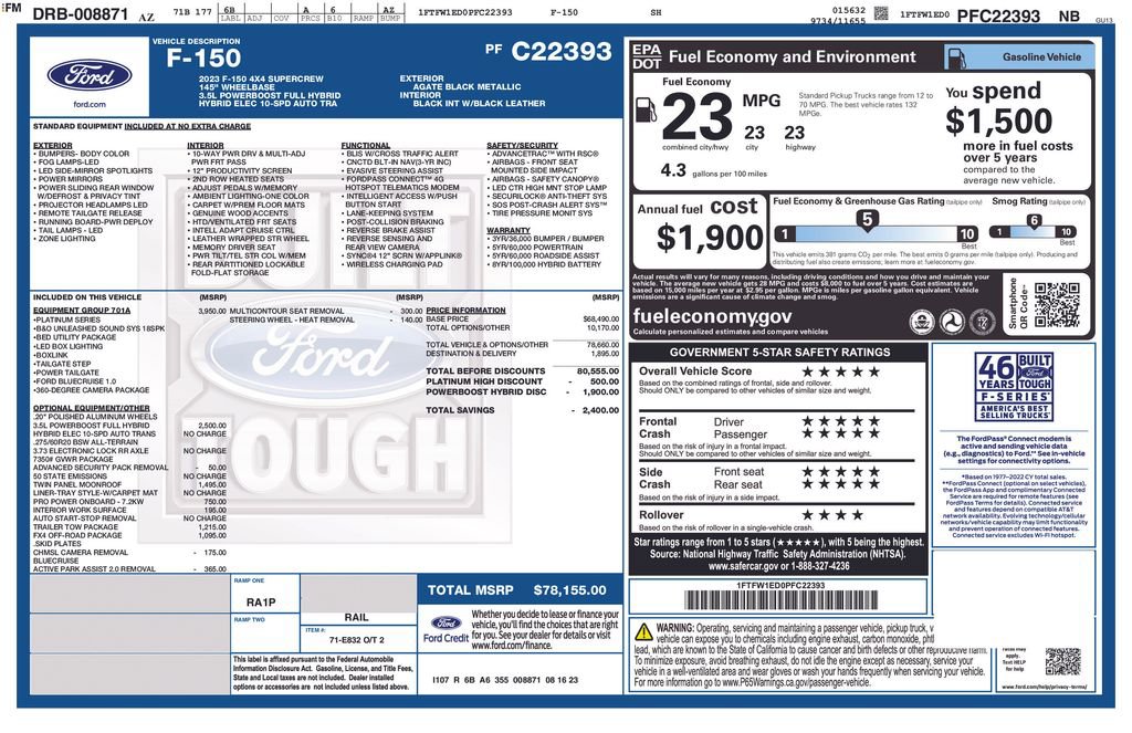 Certified 2023 Ford F150 Platinum w/ Equipment Group 701A High image 39