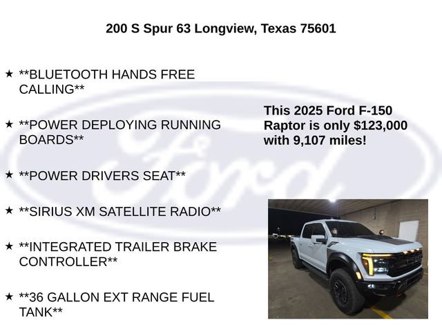 Certified 2025 Ford F150 Raptor w/ Equipment Group 803A Raptor R image 25