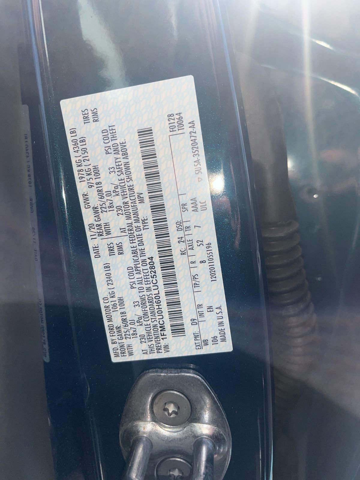 Certified 2020 Ford Escape SEL FWD image 10