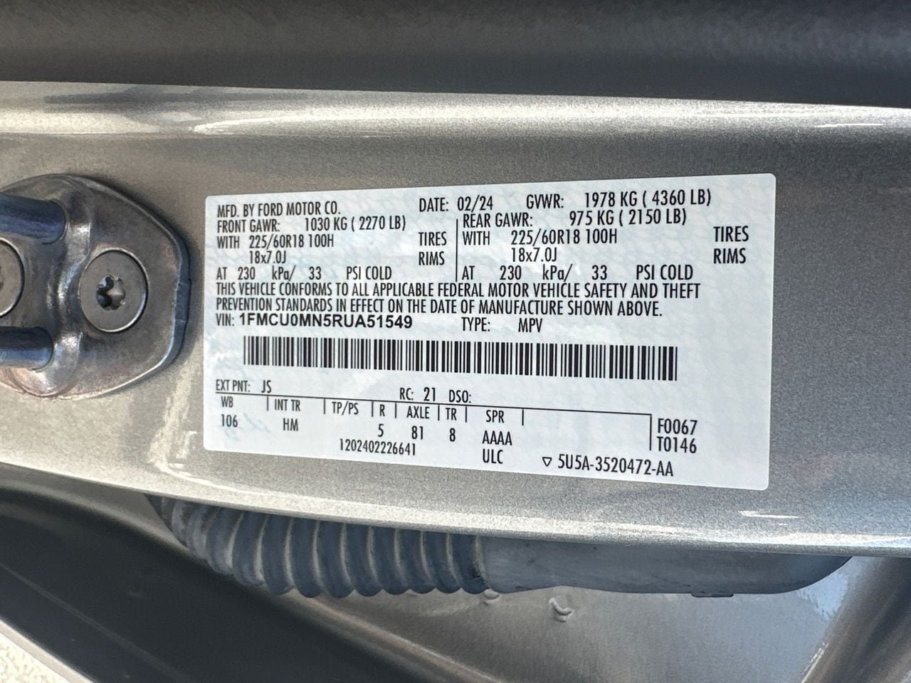 Certified 2024 Ford Escape ST-Line w/ Tech Pack #1 FWD image 34