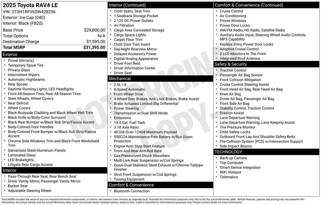 Used 2025 Toyota RAV4 LE w/ Blackout Package (GST) FWD image 9