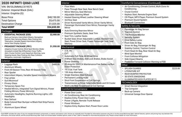 Used 2020 INFINITI QX60 Luxe w/ Essential Package image 11