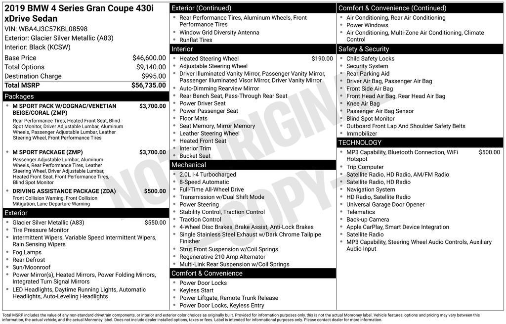 Used 2019 BMW 430i Gran Coupe xDrive w/ M Sport Package image 12