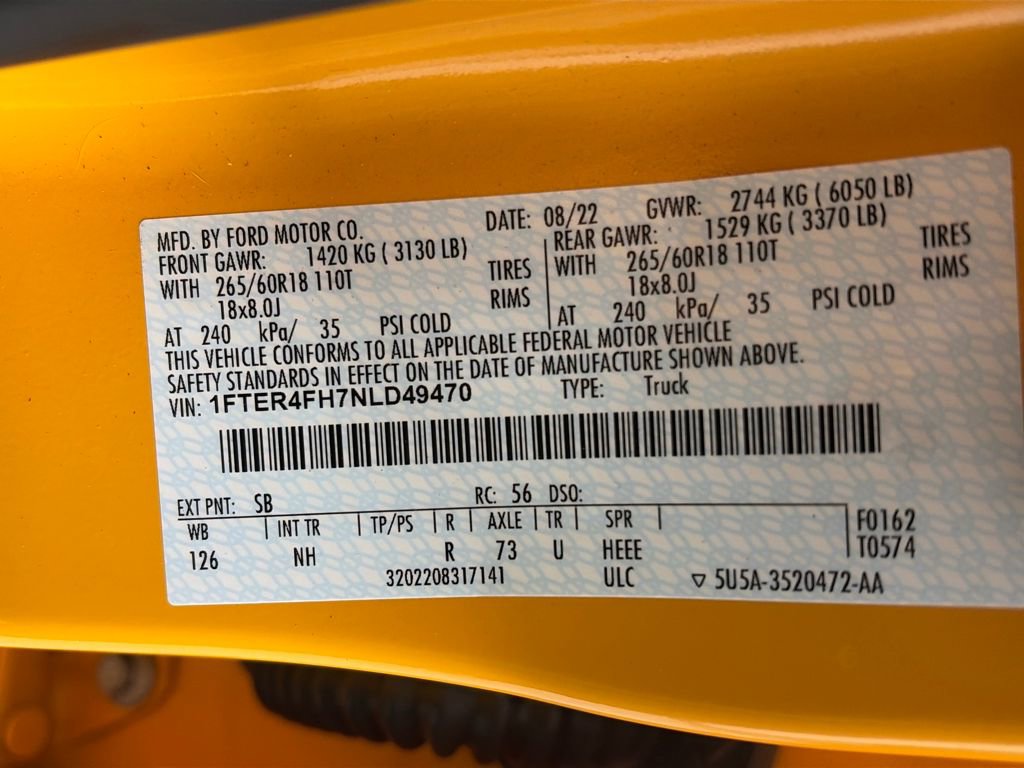 Certified 2022 Ford Ranger Lariat w/ Equipment Group 501A High image 9