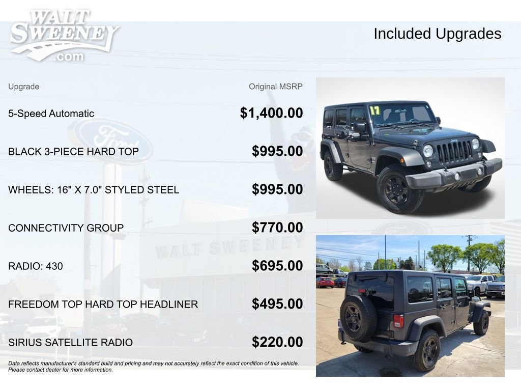 Used 2017 Jeep Wrangler Unlimited Sport w/ Connectivity Group AWD/4WD image 11