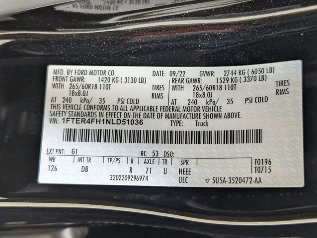 Certified 2022 Ford Ranger Lariat w/ Equipment Group 501A High AWD/4WD image 27