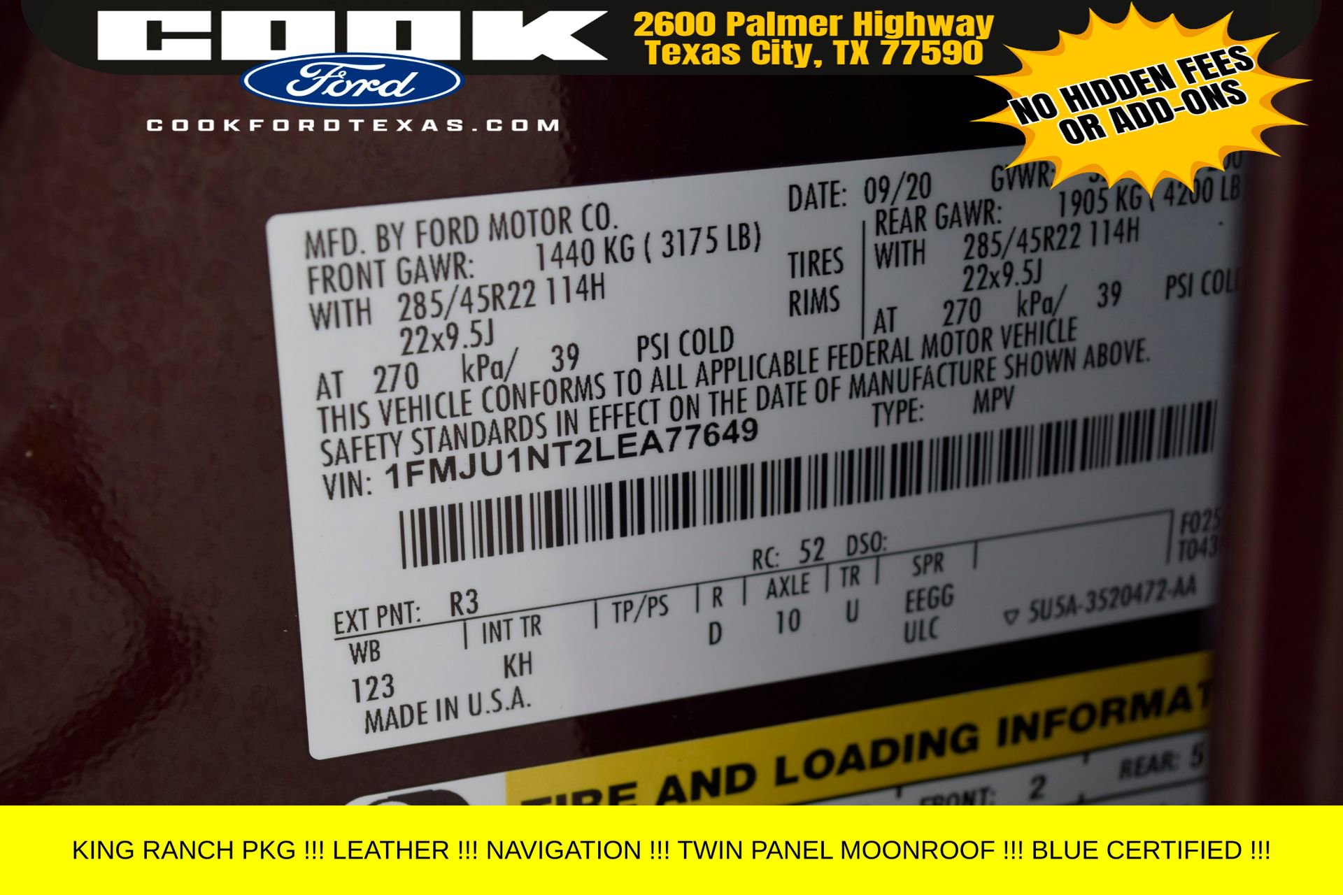 Certified 2020 Ford Expedition King Ranch w/ Cargo Package image 28