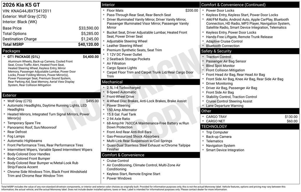 Used 2026 Kia K5 GT w/ GT1 Package image 12