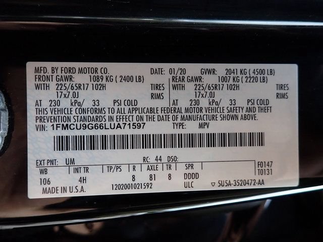 Certified 2020 Ford Escape SE AWD/4WD image 22