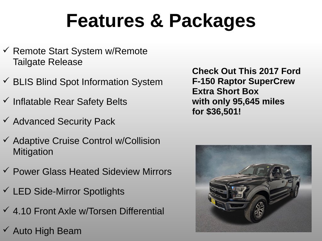 Certified 2017 Ford F150 Raptor w/ Equipment Group 802A Luxury AWD/4WD image 8