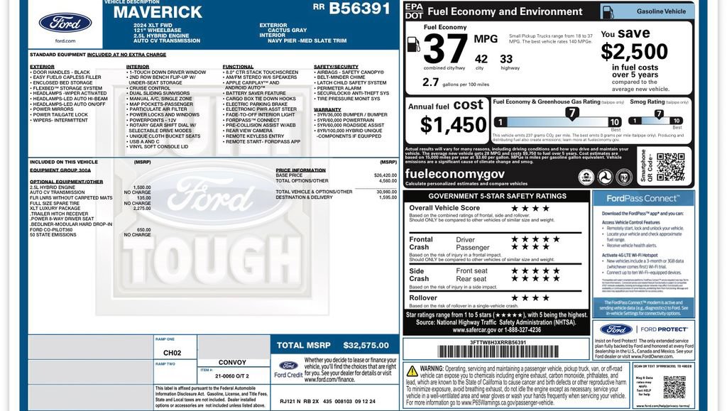 Certified 2024 Ford Maverick XLT w/ XLT Luxury Package FWD image 30