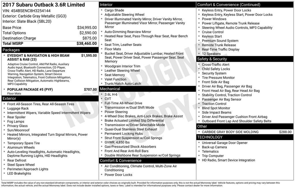 Used 2017 Subaru Outback 3.6R Limited image 46