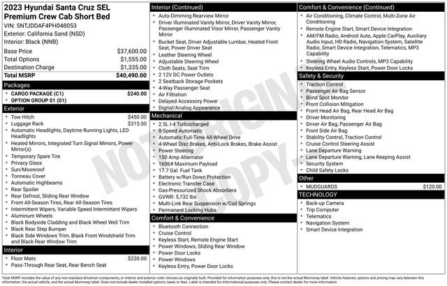 Used 2023 Hyundai Santa Cruz SEL Premium w/ Cargo Package AWD/4WD image 5
