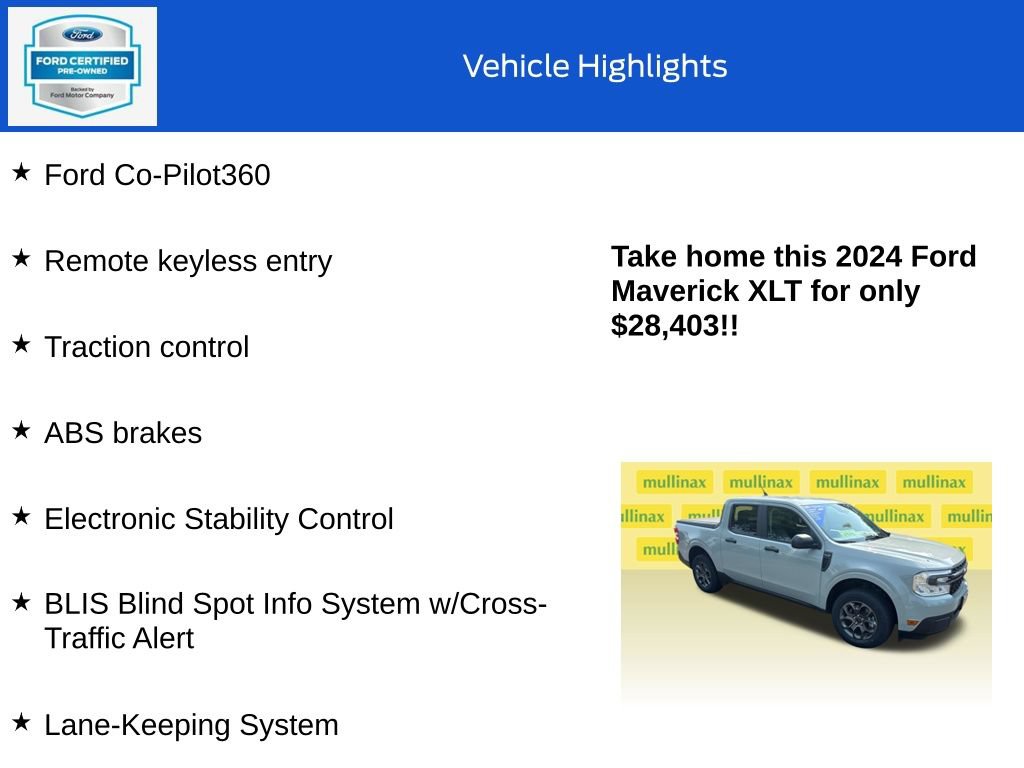 Certified 2024 Ford Maverick XLT w/ Equipment Group 300A Standard AWD/4WD image 18