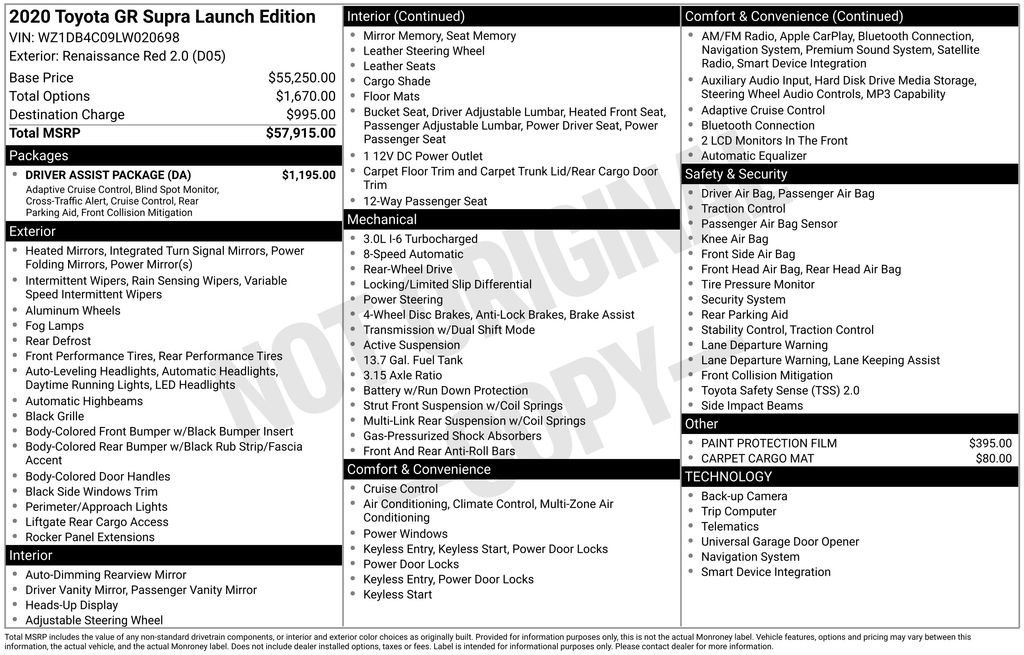 Used 2020 Toyota Supra Launch Edition w/ Driver Assist Package RWD image 25