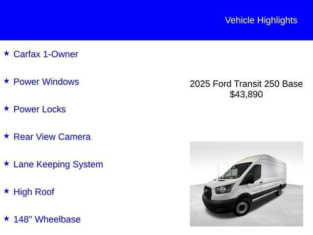 Certified 2025 Ford Transit 250 148 High Roof Extended RWD image 3