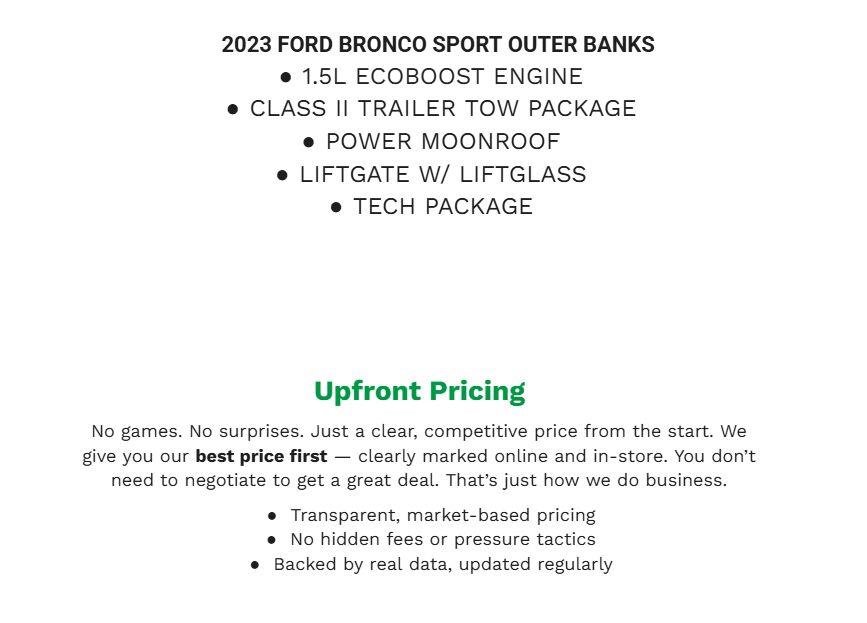 Certified 2023 Ford Bronco Sport Outer Banks w/ Tech Package AWD/4WD image 2