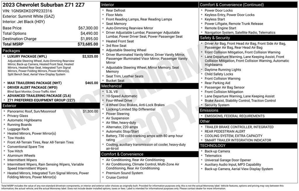 Used 2023 Chevrolet Suburban Z71 w/ Luxury Package image 10