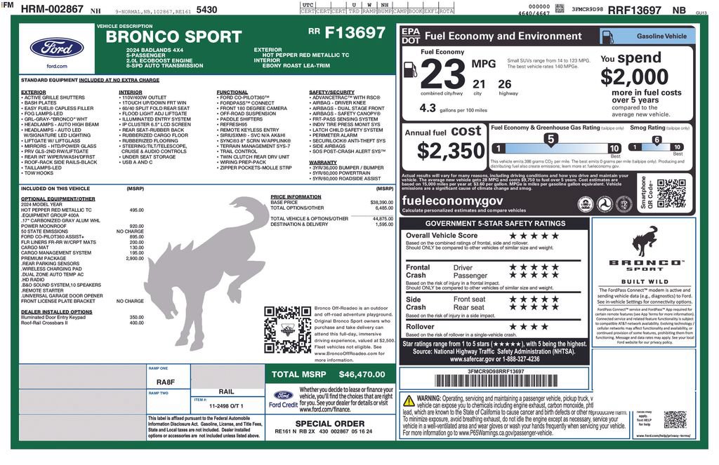 Certified 2024 Ford Bronco Sport Badlands w/ Premium Package AWD/4WD image 13